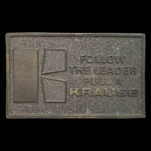 Vintage Belt Buckle Solid Brass Krause Plow Corporation USA Made By Lewis‎ Corp